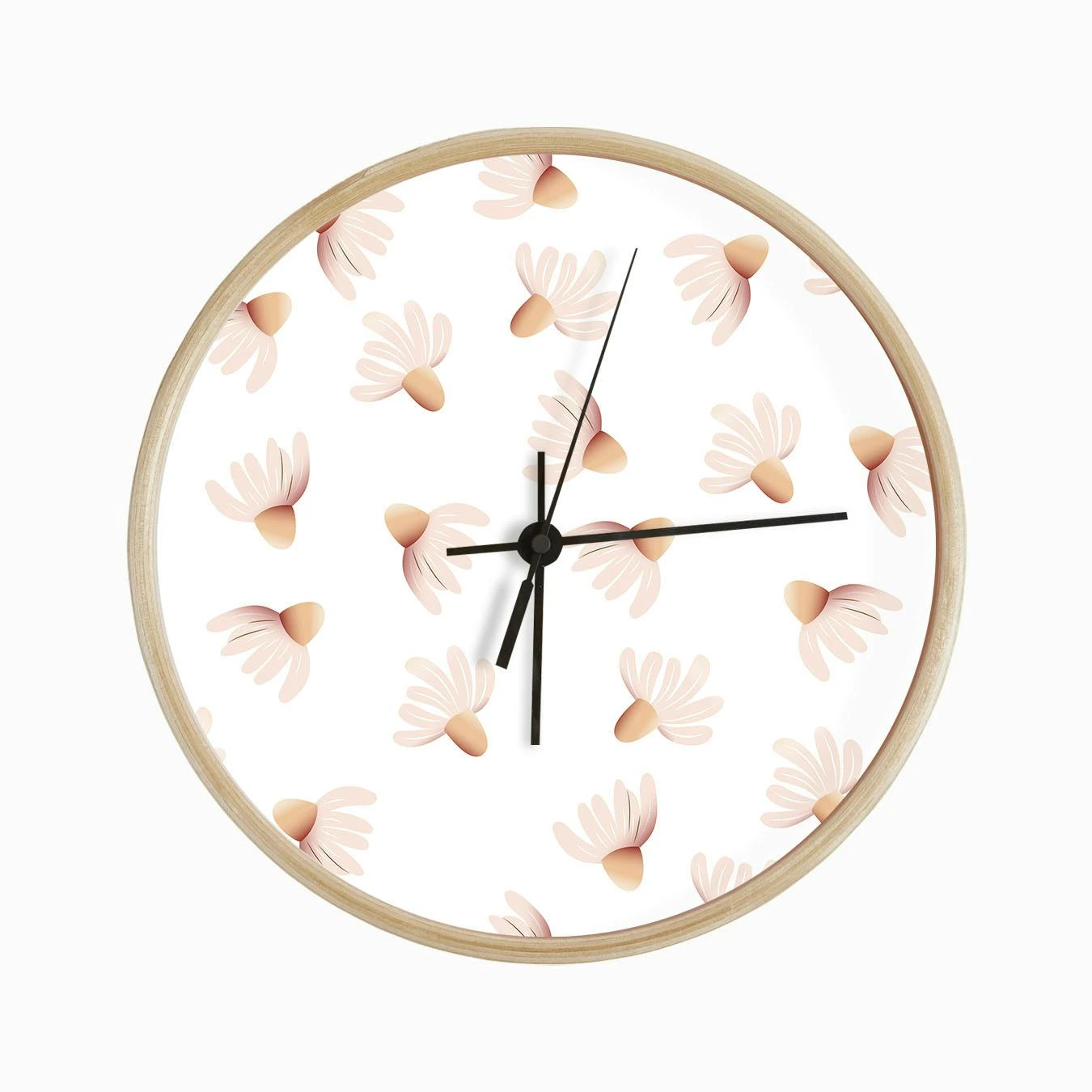 Big Daisies Pattern On White Clock - Image 2