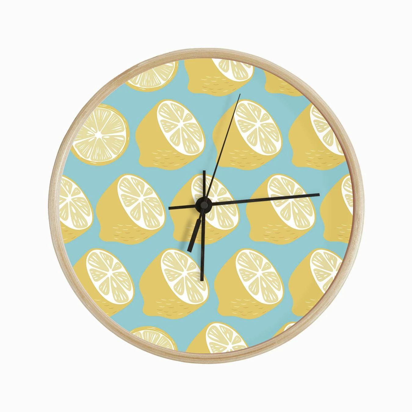 Lemon Pattern On Pastel Blue Clock - Image 2