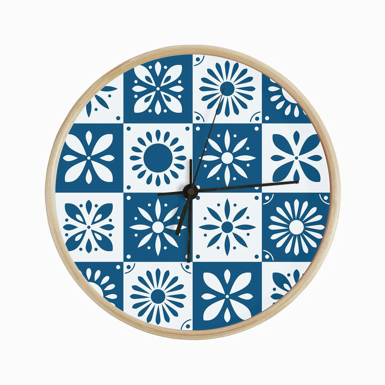 Portuguese Tiles With Floral Motifs Clock - Image 2