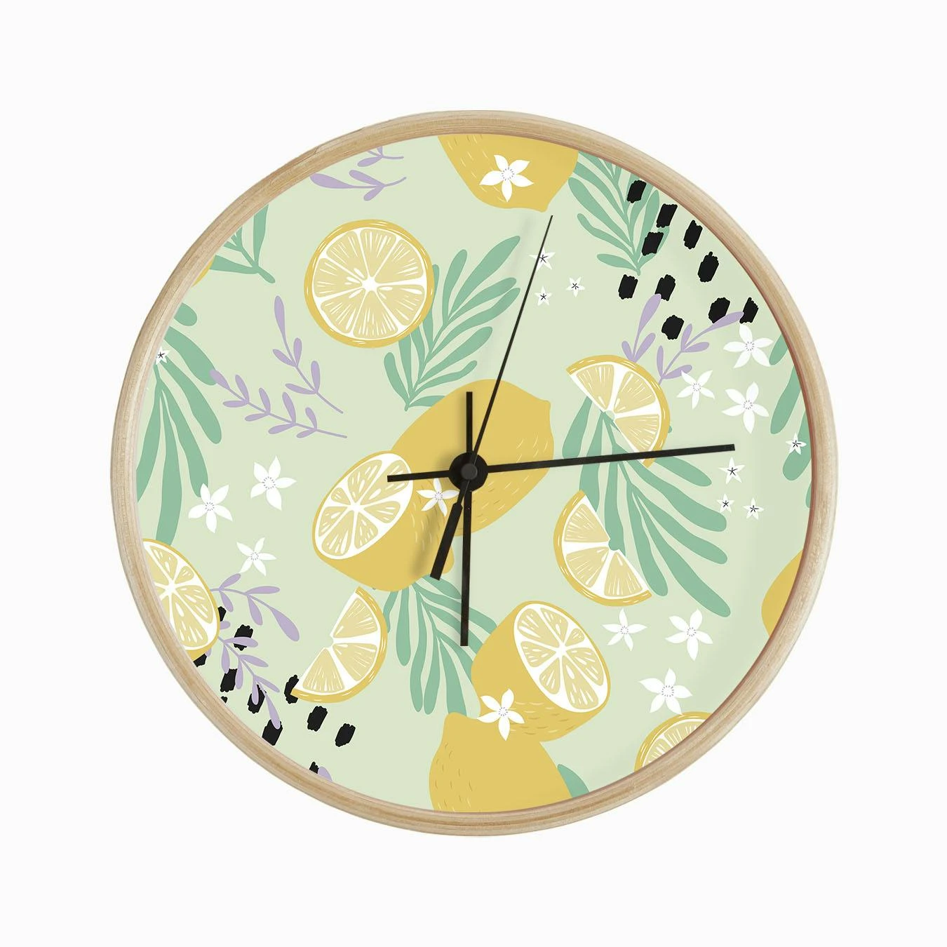 Lemon And Lemon Slices Pattern With Colorful Decoration Clock - Image 2