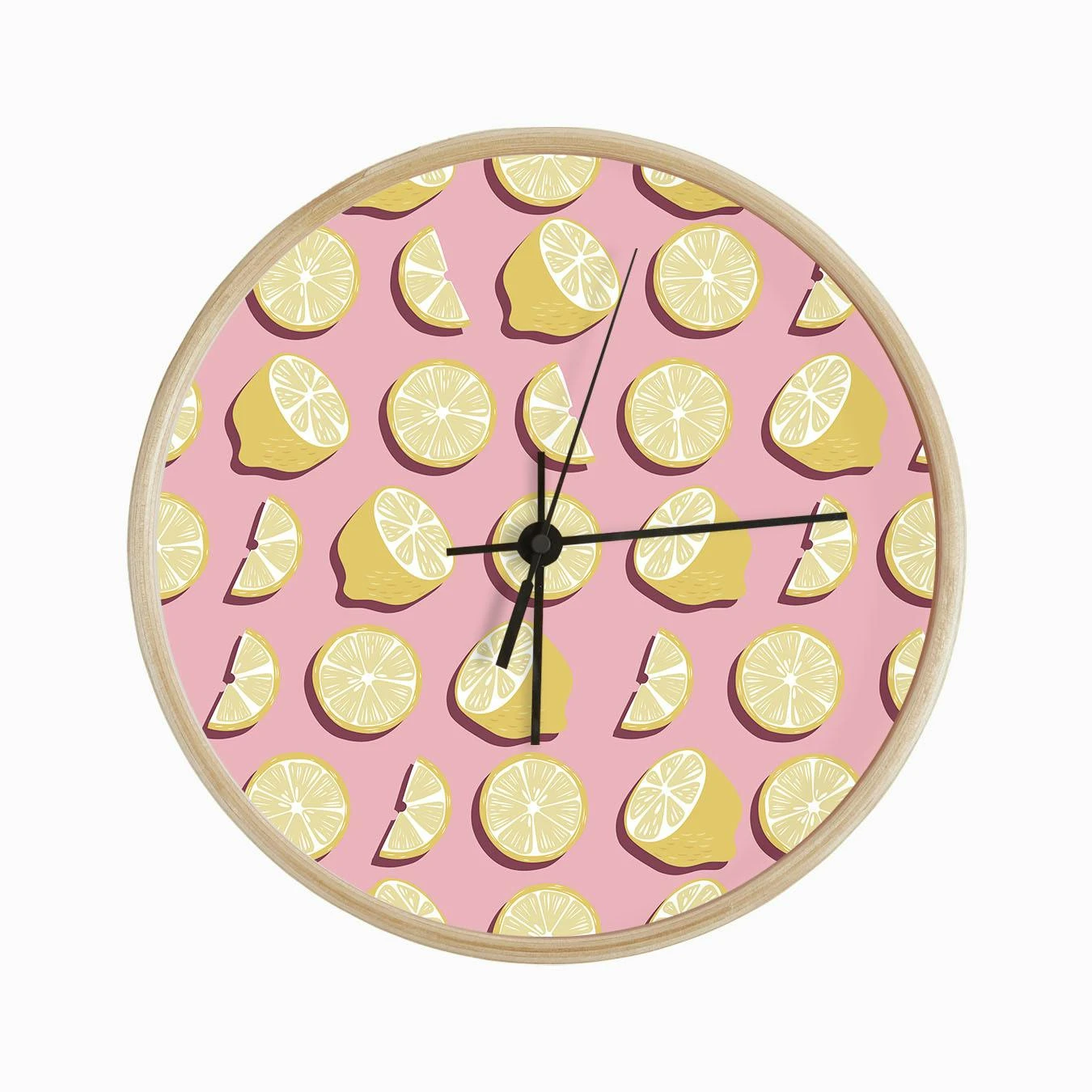 Lemon Pattern On Pink Background Clock - Image 2