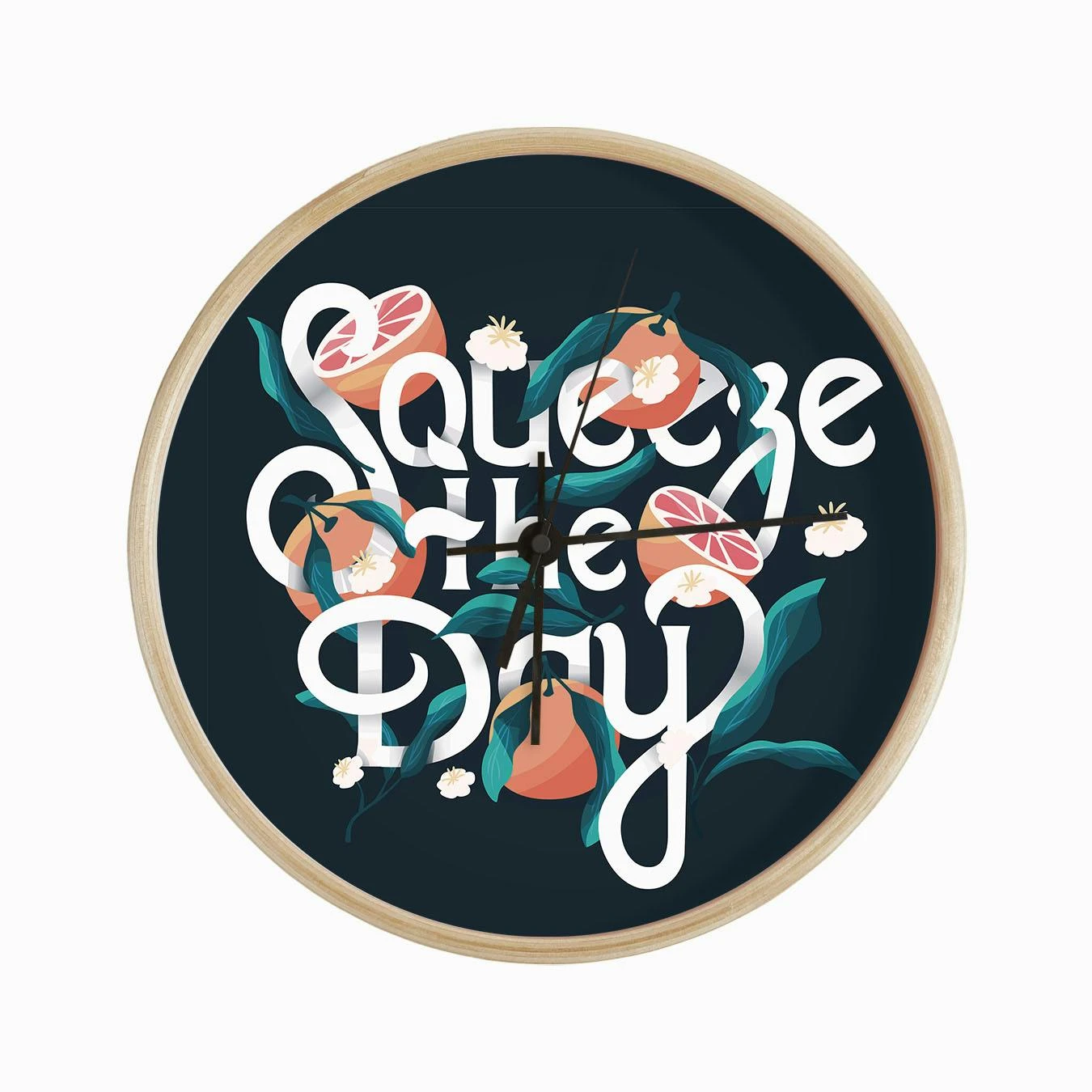 Squeeze The Day Hand Lettering With Oranges On Blue Clock - Image 2