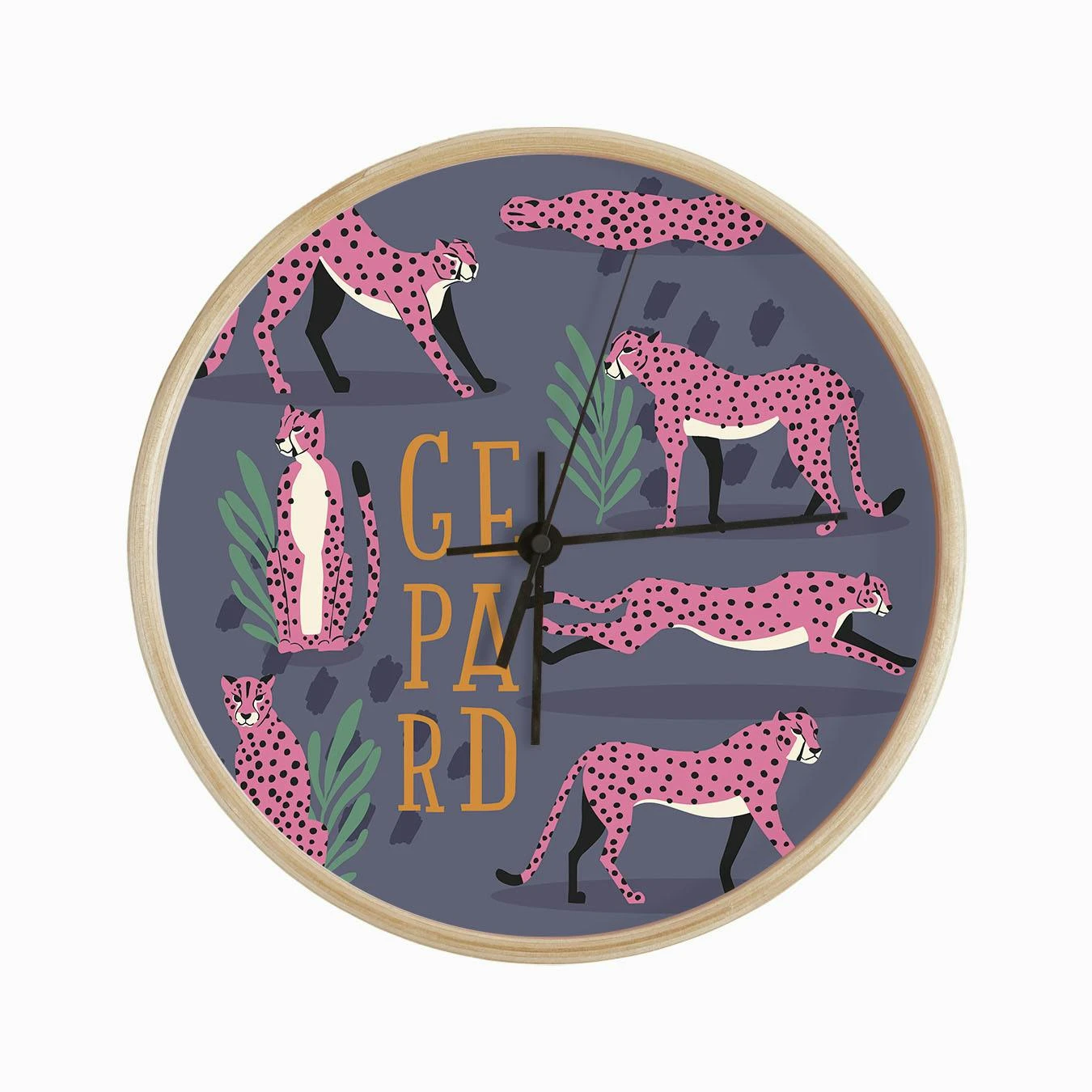 Pink Cheetahs With Florals Clock - Image 2