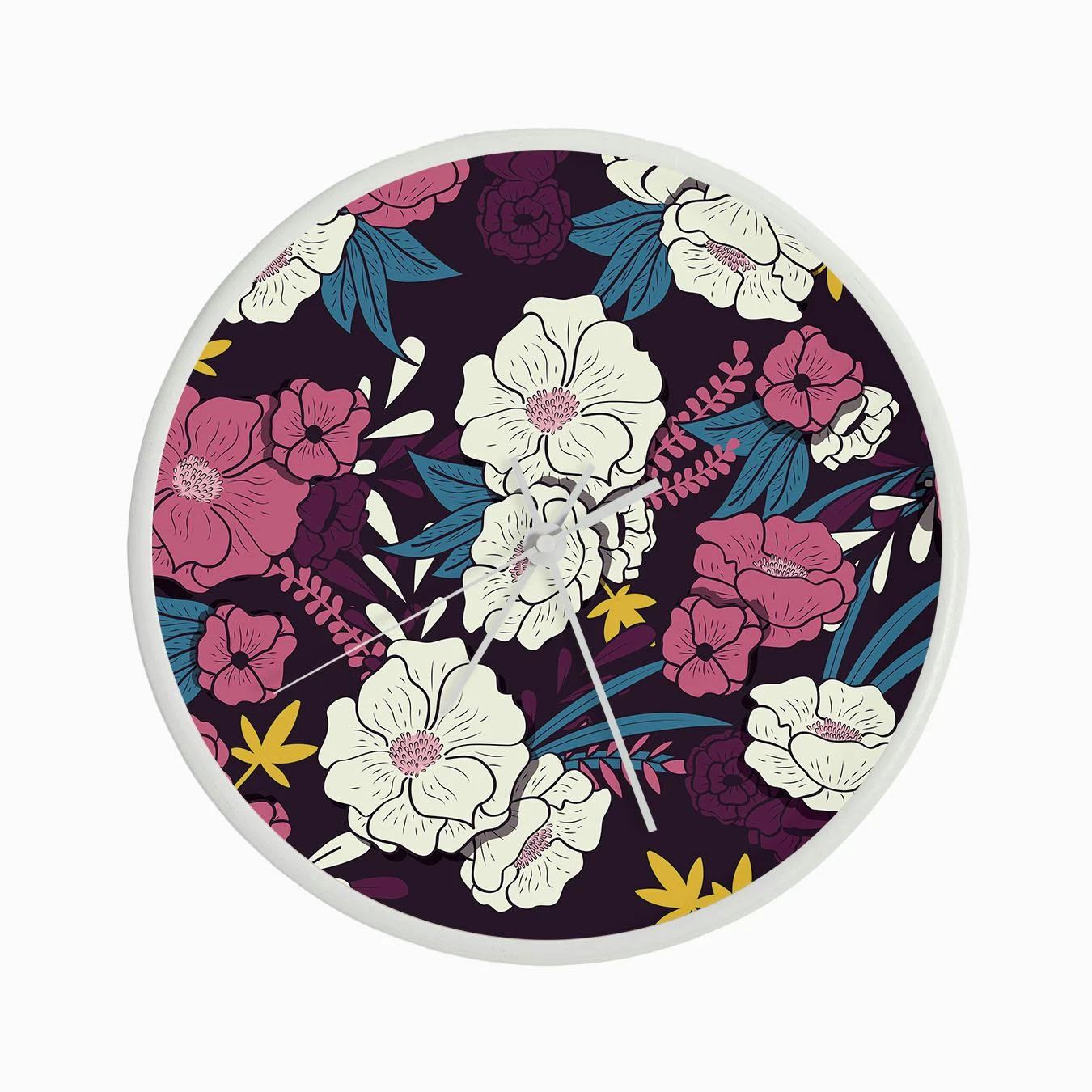 Rich Flower Pattern On Purple Clock - Image 3