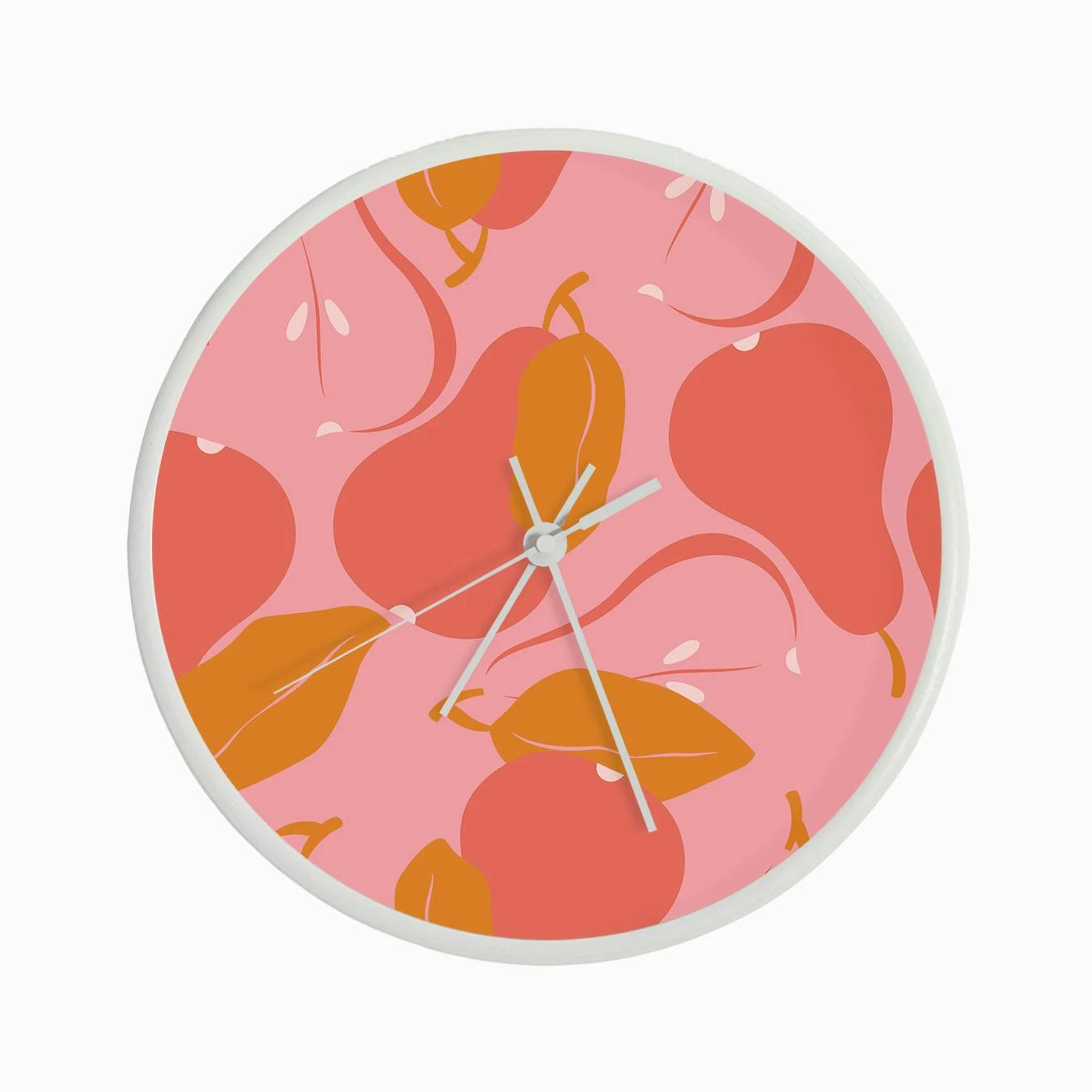 Pattern With Vibrant Pears On Bright Pink Clock - Image 3