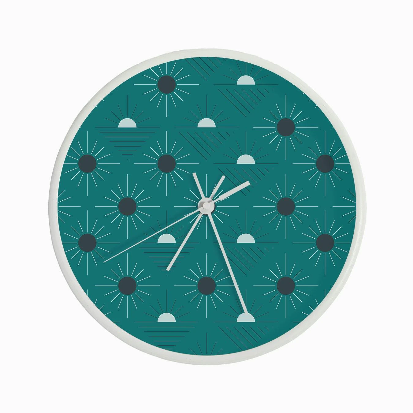 Geometric Pattern With Suns On Green Clock - Image 3