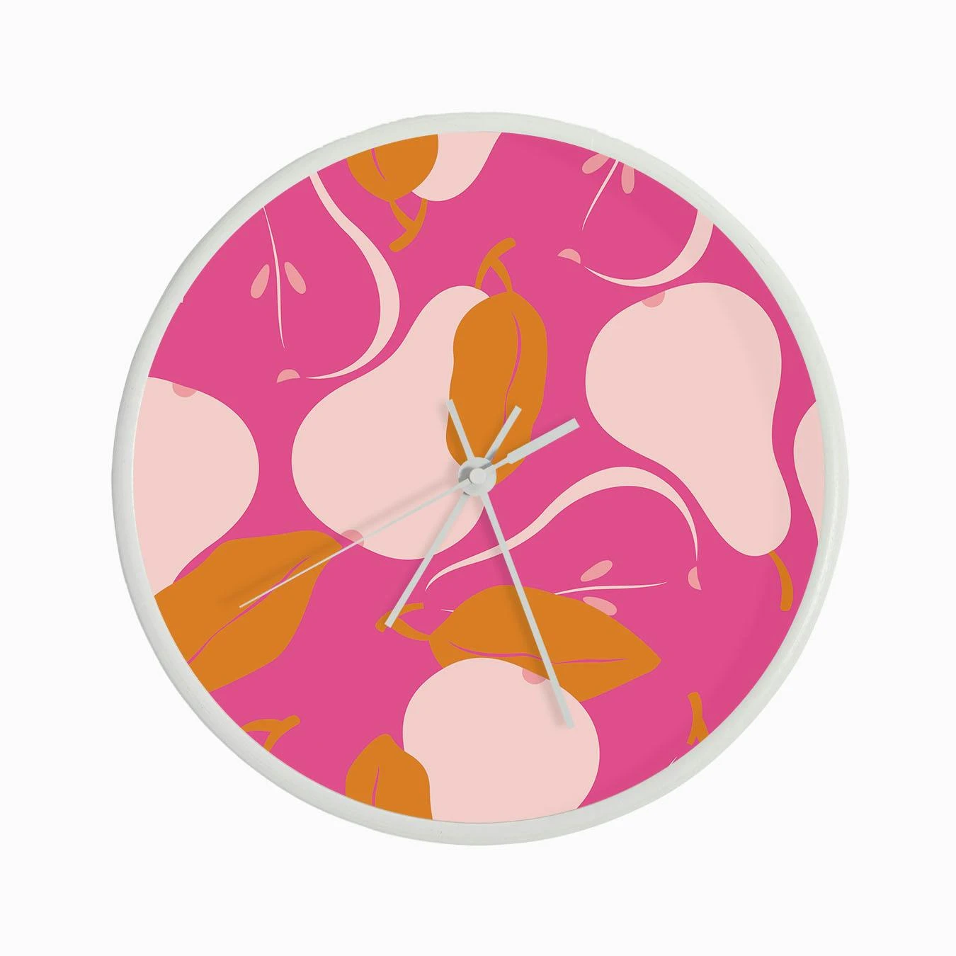 Pattern With Pears On Neon Pink Clock - Image 3