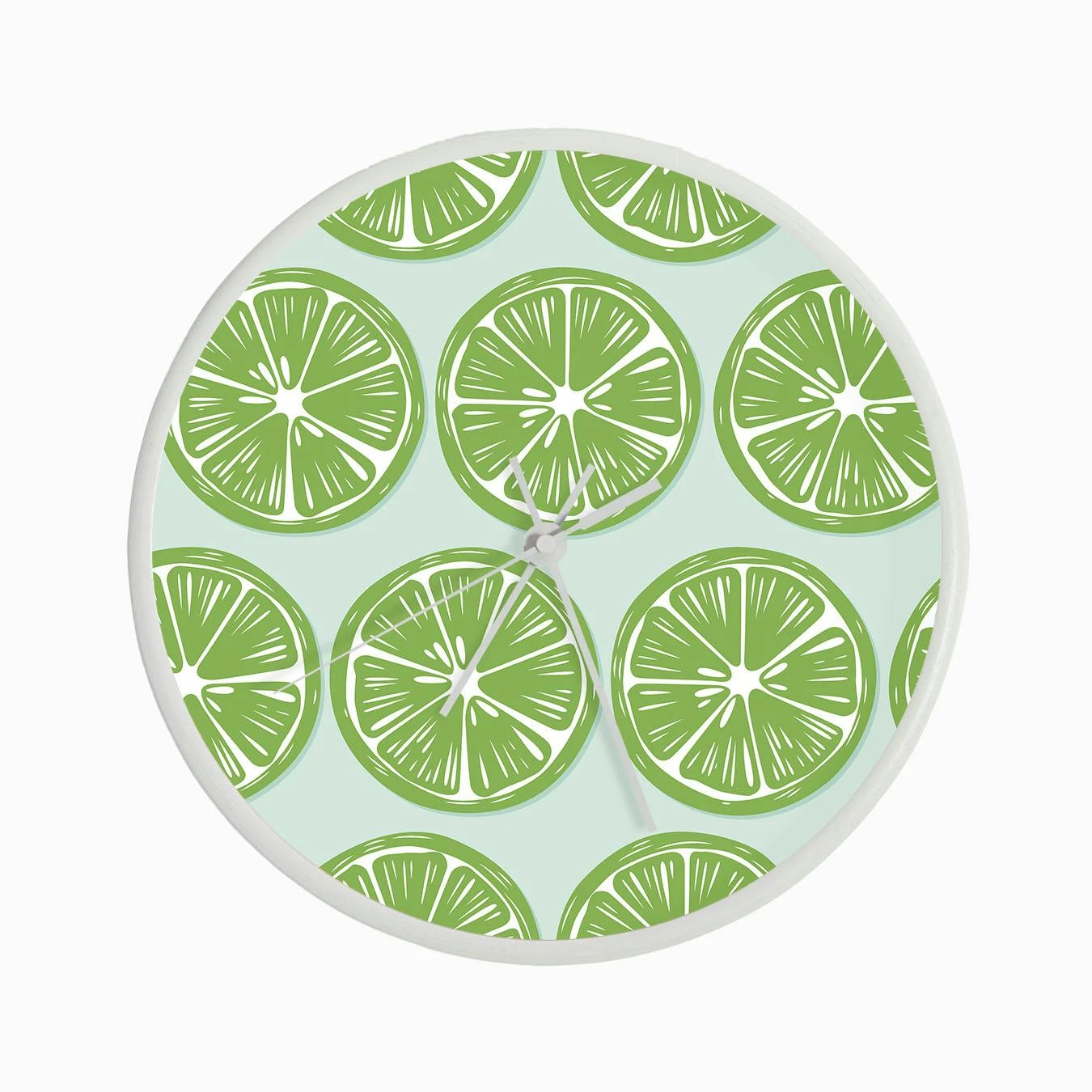 Lime Slices Pattern On Pastel Blue Clock - Image 3