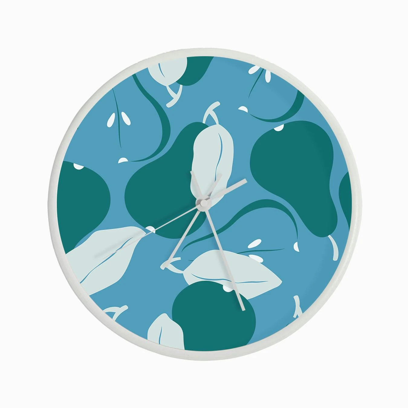 Pattern With Green Pears On Blue Clock - Image 3