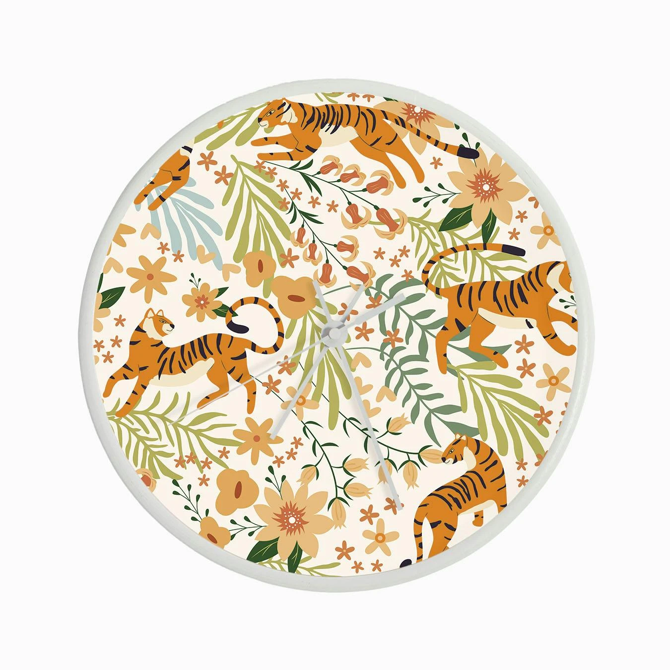Floral Tiger Pattern With Colorful Flower Decoration Clock - Image 3