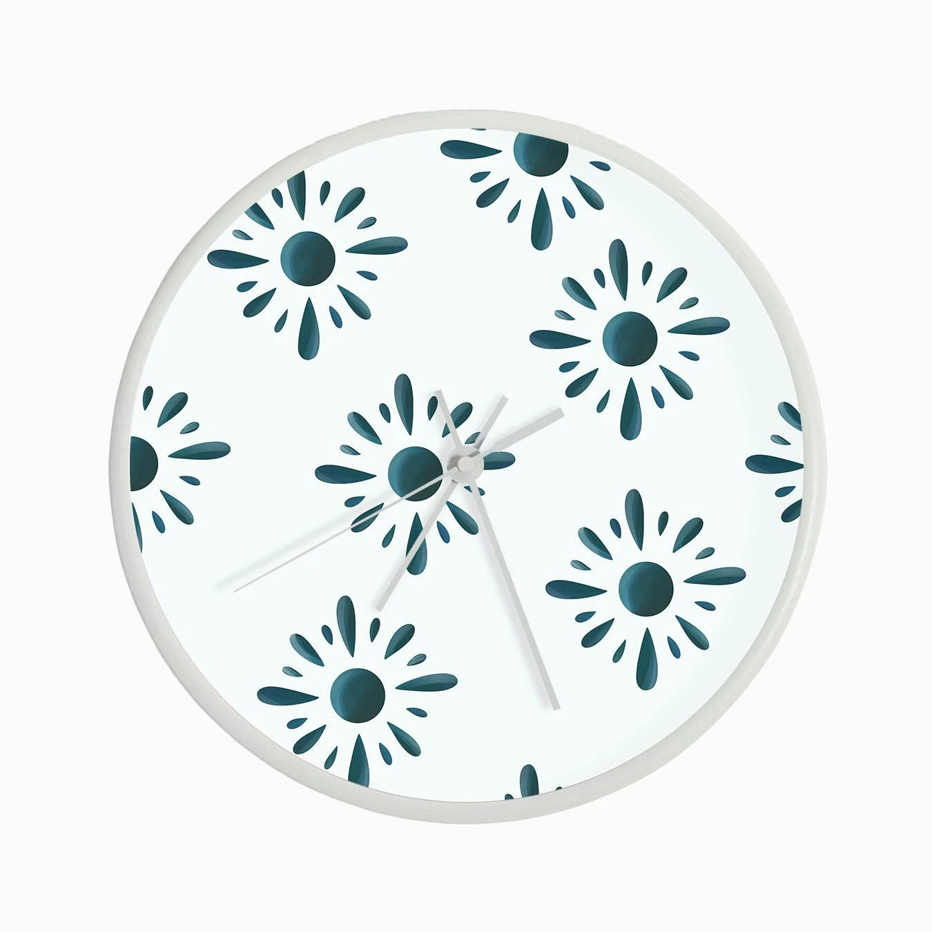 Dark Blue Suns On Light Blue Pattern Clock - Image 3