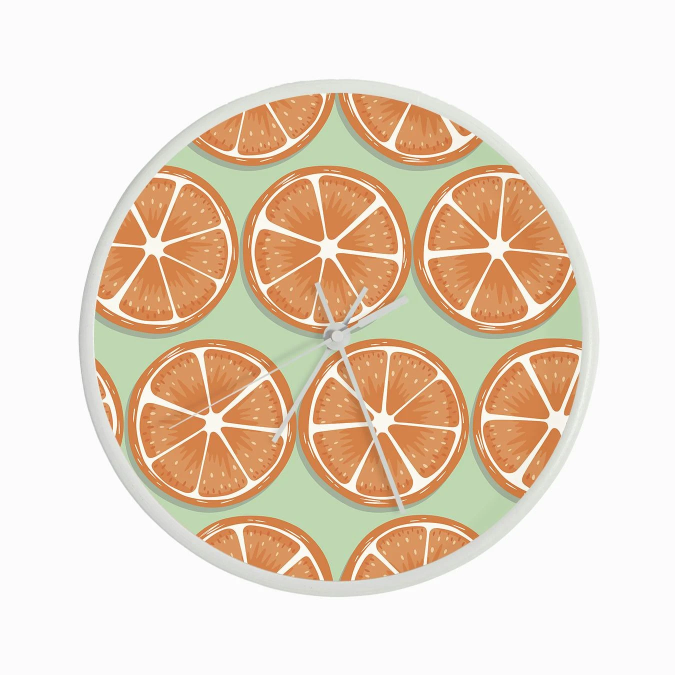 Orange Slices Pattern On Pastel Green Clock - Image 3