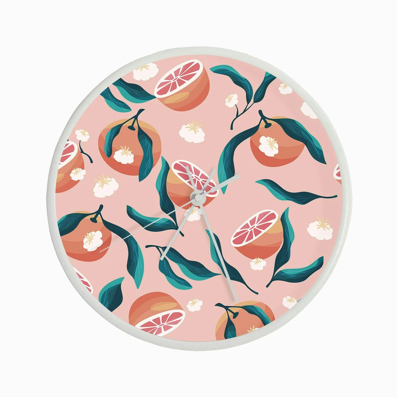 Orange Pattern On Pink With Florals Clock - Image 3
