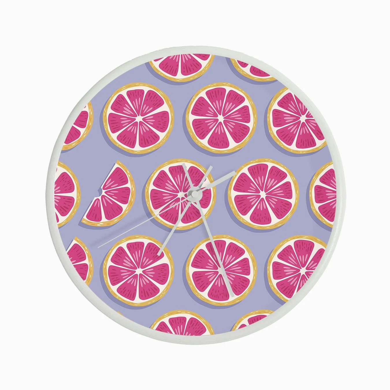 Grapefruit Slices Pattern On Pastel Purple Clock - Image 3