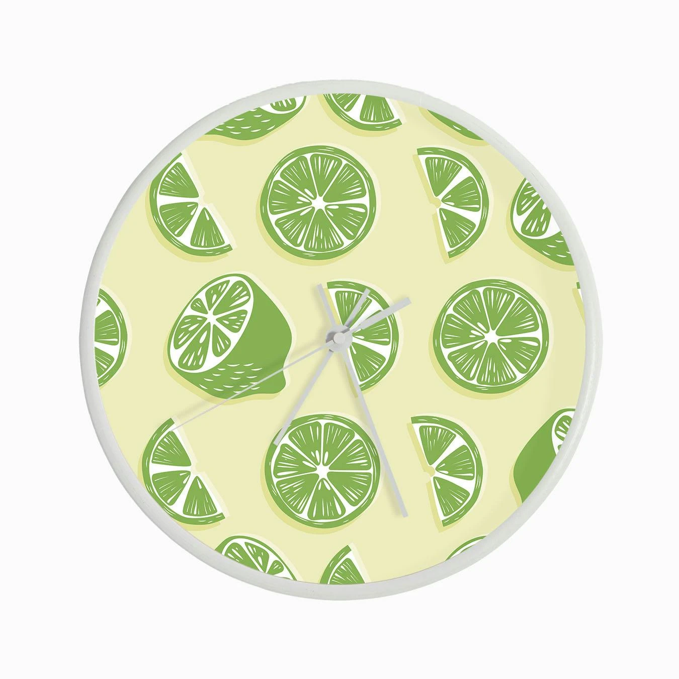 Lime Pattern On Pastel Yellow Clock - Image 3