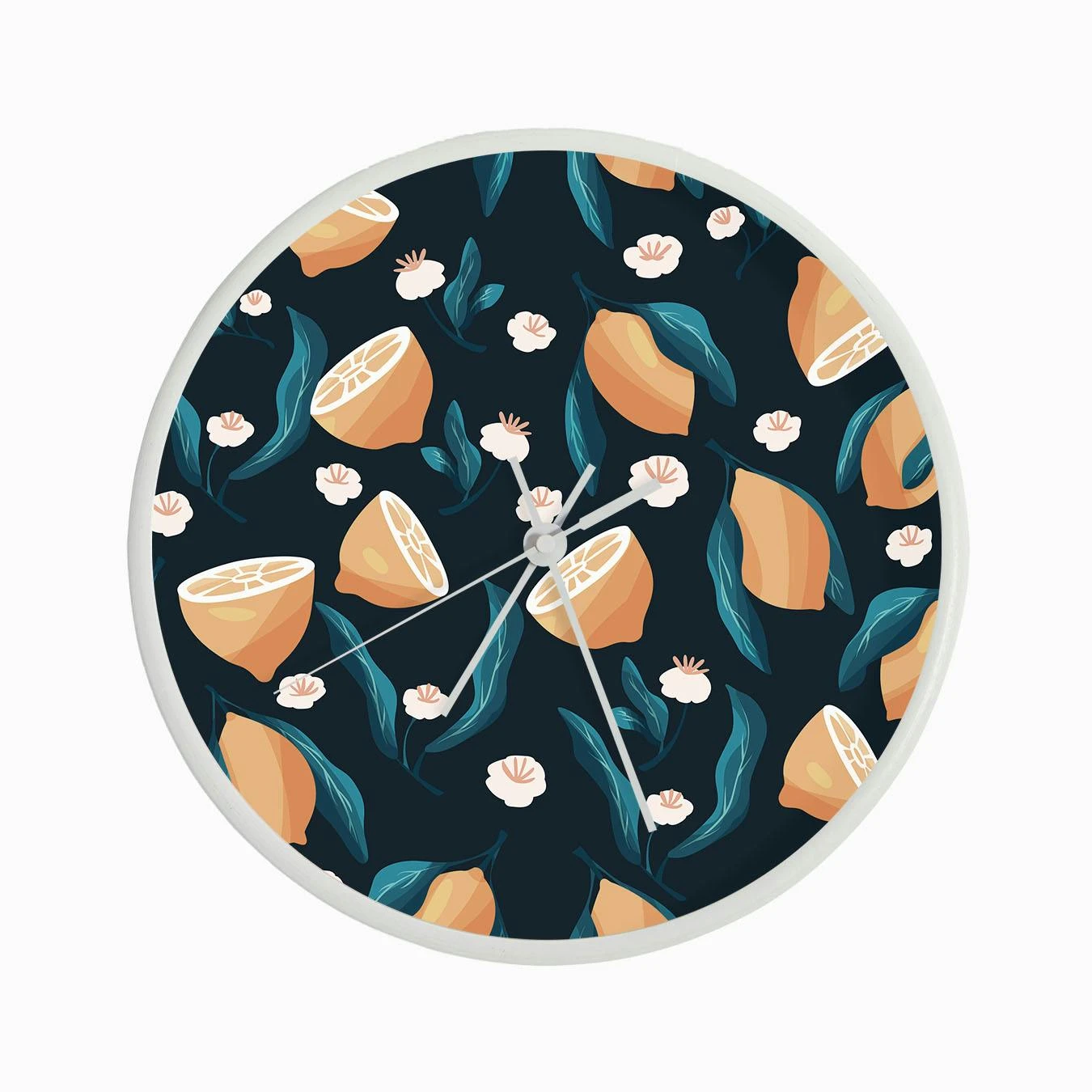 Night Lemon Pattern On Dark Blue Clock - Image 3