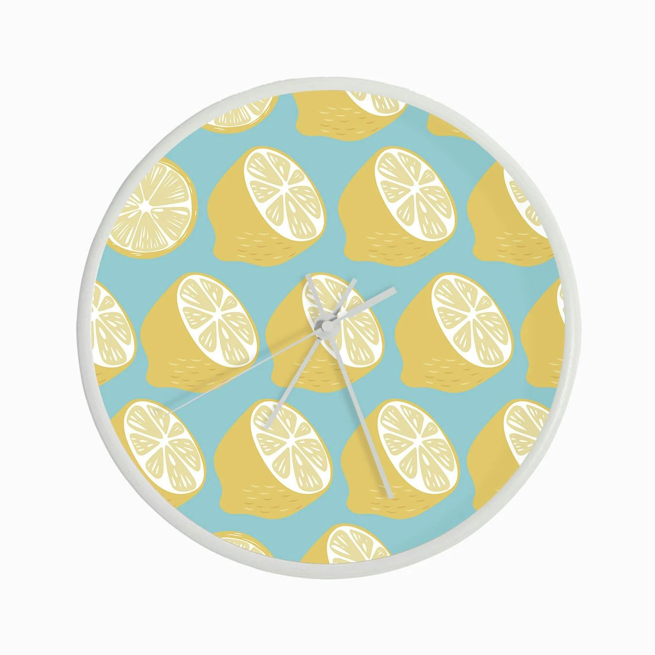 Lemon Pattern On Pastel Blue Clock - Image 3
