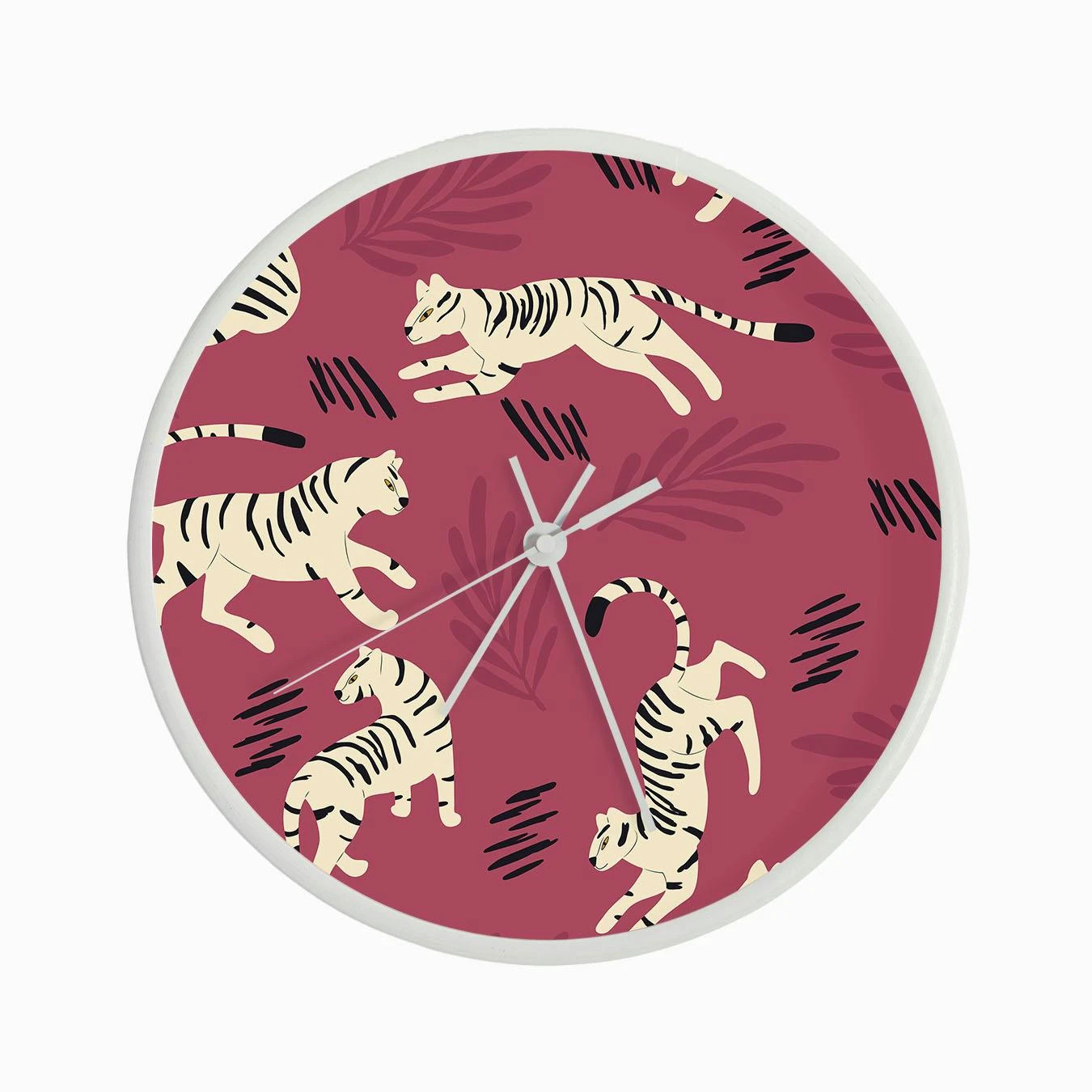 Cream Tiger Pattern On Viva Magenta Clock - Image 3
