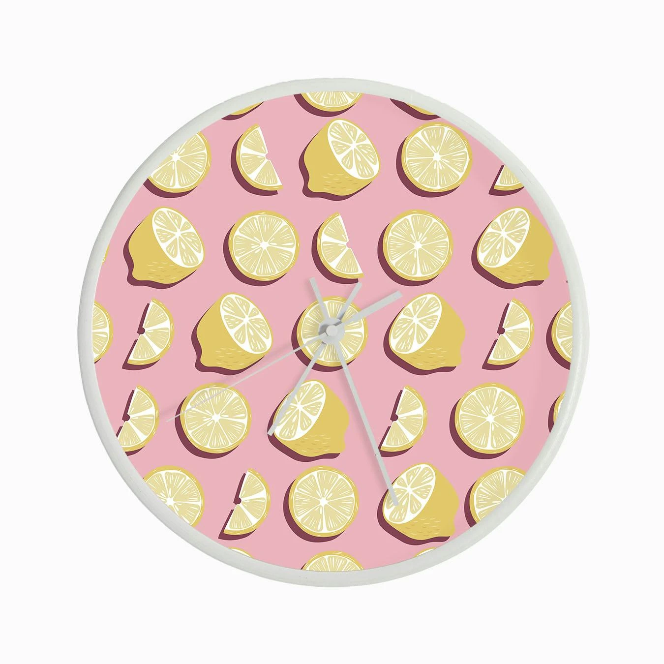 Lemon Pattern On Pink Background Clock - Image 3