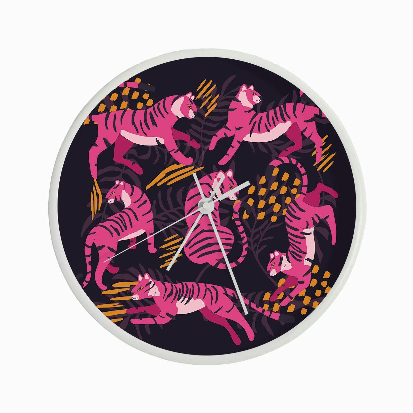Pink Tigers On Dark Purple Clock - Image 3