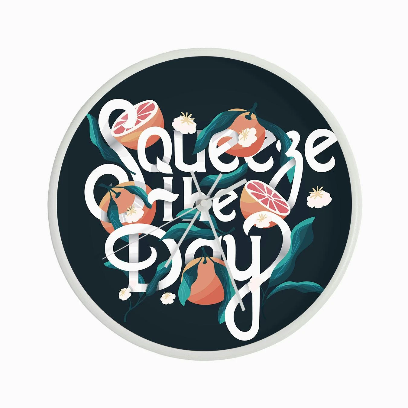Squeeze The Day Hand Lettering With Oranges On Blue Clock - Image 3
