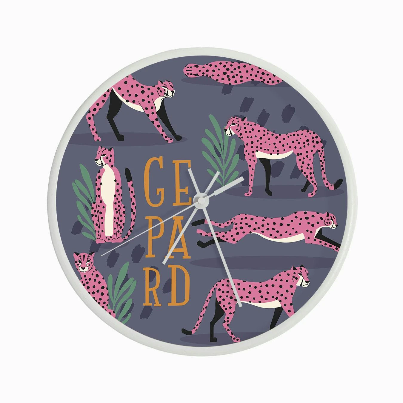 Pink Cheetahs With Florals Clock - Image 3