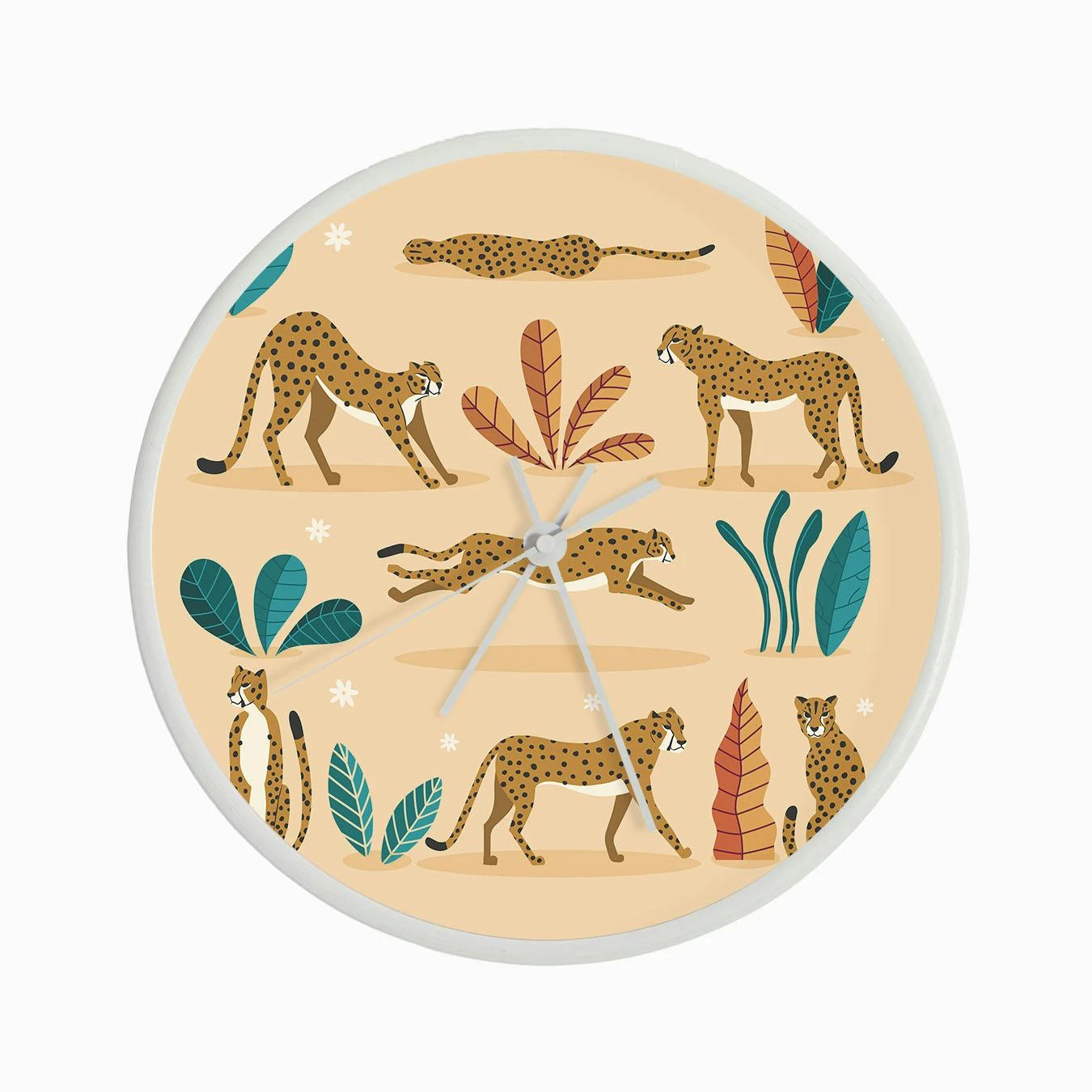 Cheetahs And Florals And Flowers On Beige Clock - Image 3