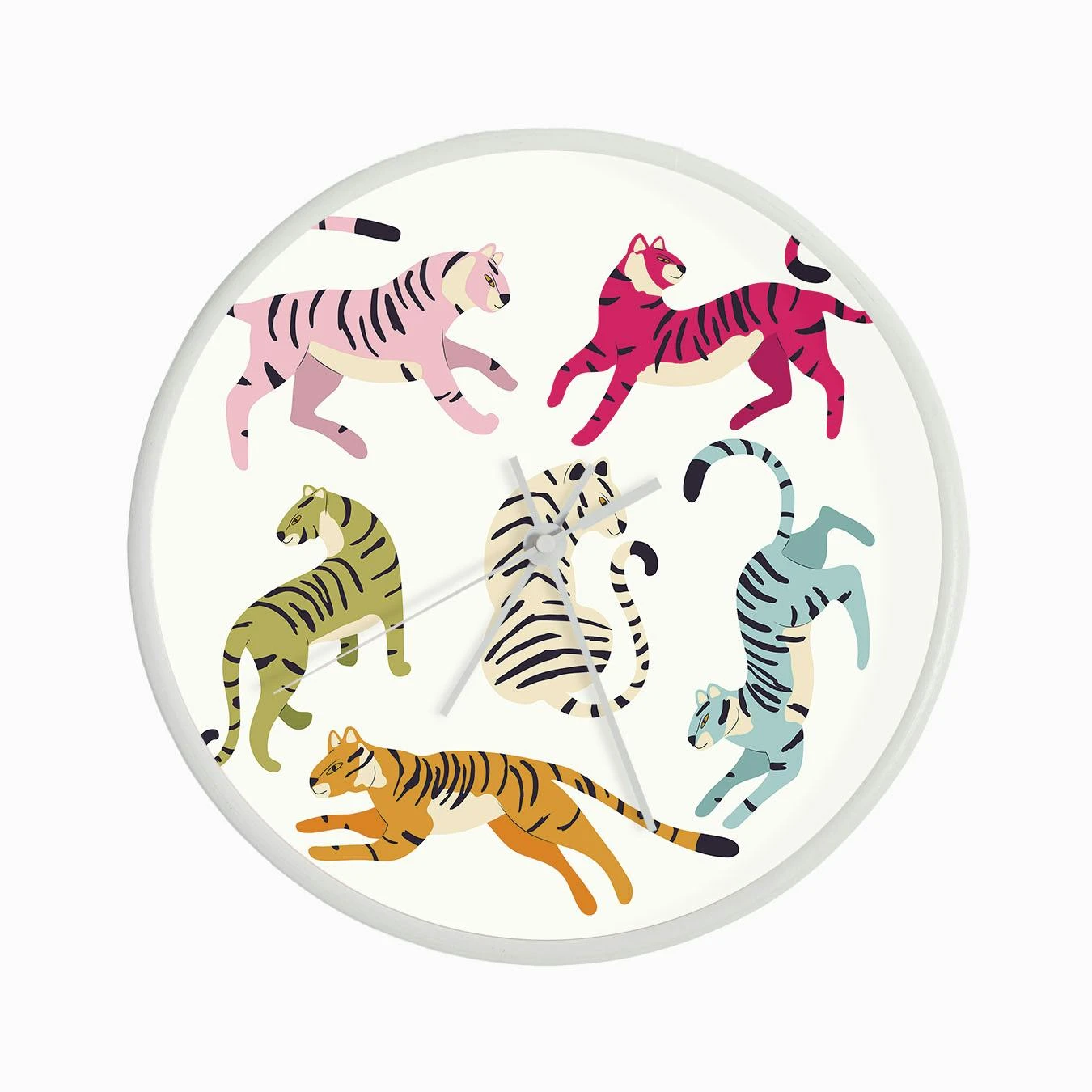 Colorful Tigers On White Clock - Image 3