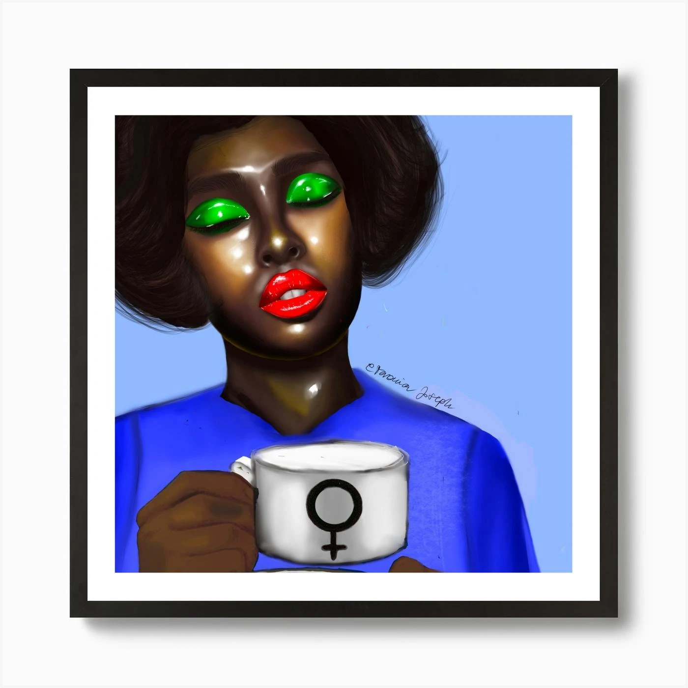Morning Confidence Girl Square Art Print - Image 3