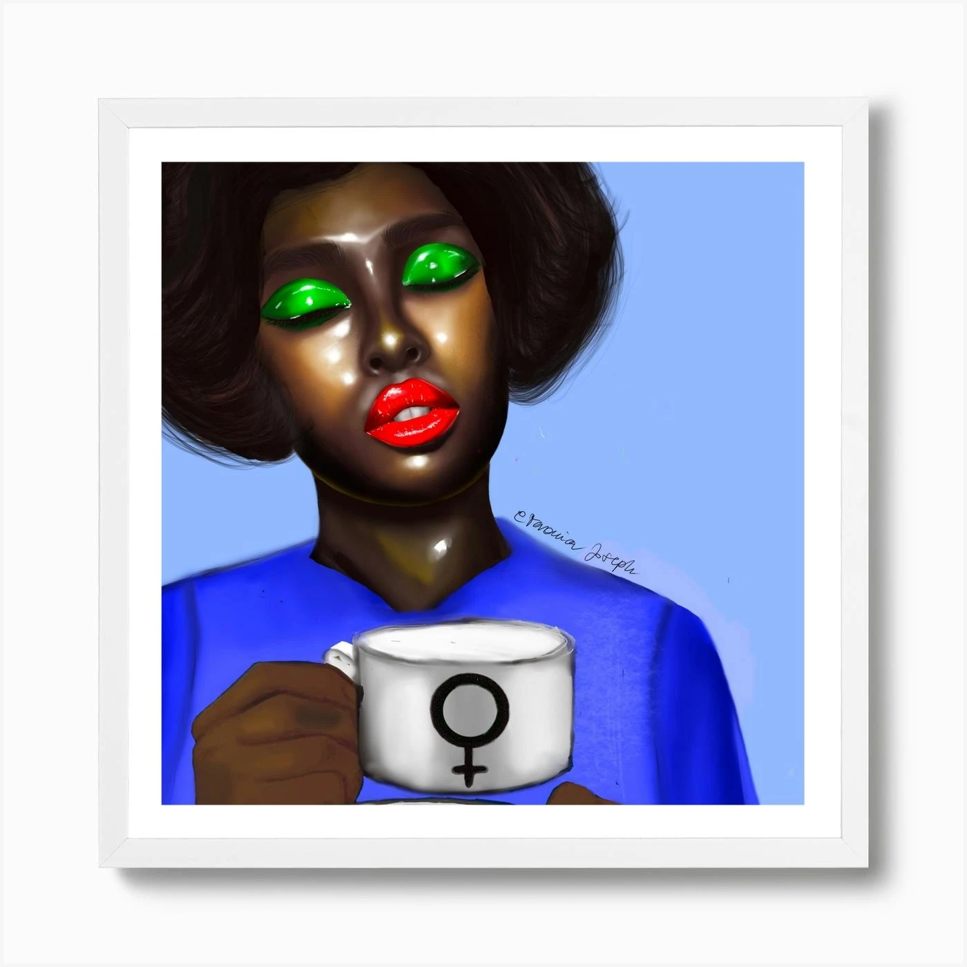 Morning Confidence Girl Square Art Print - Image 4